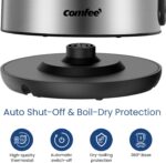 COMFEE' Stainless Steel Electric Kettle, 1.7 Liter Tea Kettle Electric & Hot Water Kettle, 1500W Fast Boil with LED Light, Auto Shut-Off and Boil-Dry Protection - Image 4