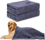 WOUSEDO Microfiber Dog Towels for Drying Dogs,40'' X 23.6'', Super Absorbent and Soft Pet Grooming Towel, Perfect Shower & Bath Supplies for Dogs(2-Pack Grey) - Image 2