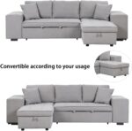 104" Pull Out Sleeper Sofa Reversible L-Shape 3 Seat Sectional Couch with Storage Chaise and 2 Stools - Image 4