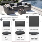 Aoxun 14pcs Patio Cushion Covers Replacement, Waterproof Outdoor Furniture Cushion Covers with Zipper and Non-Slip Bottom, Patio Sofa Couch 3 Sizes for Patio Sectional, Covers Only (Grey) - Image 3