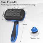 Swihauk Self Cleaning Slicker Brush - Skin Friendly Deshedding Grooming Tool for Dogs & Cats, Suitable for Shedding & Haired Pets, with Pet Supplies Accessories, Blue - Image 3