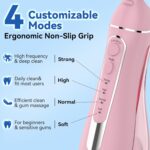Cordless Portable Water Flosser with 300ML Tank: Rechargeable Oral Irrigator with 5 Tips for Travel, Braces Care and Sensitive Gums, IPX7 Waterproof Teeth Cleaning Device(Pink) - Image 3