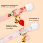 2 Pack Cotton Breakaway Cat Collar Pink Strawberries and White Heart Shaped Pendant Cute Kitten Cat Collar with Bell - Image 3