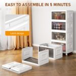 4 Tier Storage Bins with Lids, 23QT Stackable Closet Organizers and Storage with Wheels, Collapsible Storage Boxes, Foldable Plastic Storage Containers for Home,Office, Dorm Room-White - Image 4
