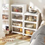 4 Tier Storage Bins with Lids, 23QT Stackable Closet Organizers and Storage with Wheels, Collapsible Storage Boxes, Foldable Plastic Storage Containers for Home,Office, Dorm Room-White - Image 5