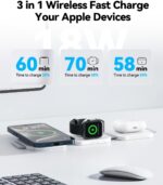 3 in 1 Charging Station for Apple Multiple Devices, Foldable Magnetic Fast Wireless Charger Dock, Travel Charging Pad for iPhone 17 16 15 14 13 12 Pro Max Plus Apple Watch Series & AirPods 4/3/2/Pro - Image 3