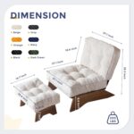 MAXYOYO Accent Chair with Ottoman Adjustable Backrest, Tufted Living Room Chair Upholstered Lounge Chair with Footrest Set, Modern Chair Cozy Reclining Chair for Reading Room, Beige - Image 3