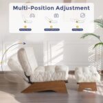 MAXYOYO Accent Chair with Ottoman Adjustable Backrest, Tufted Living Room Chair Upholstered Lounge Chair with Footrest Set, Modern Chair Cozy Reclining Chair for Reading Room, Beige - Image 5