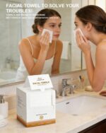 Disposable Face Towel,Biodegradable Facial Towels,Extra Thick Soft Large Clean Facial Towels Plant Fiber Facial Washcloth Dry Wipes for Sensitive Skin,Travel,Makeup Remover-50 Count - Image 4