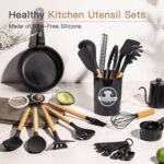 Astercook 39 PCS Kitchen Utensils Set, Silicone Cooking Utensil Sets with Wooden Handle, 446°F Heat Resistant Food Grade Spatula Set, BPA Free Kitchen Gadgets Tools Set for Mothers Day Gifts - Image 4