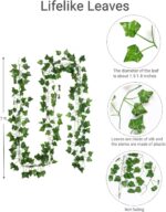 Fake Vines for Room Decor(12 Pack 84 Feet) Aesthetic Artificial Plant Ivy Leaves Hanging Greenery Garlands for Home Bedroom Wall Wedding Party Decor - Image 3