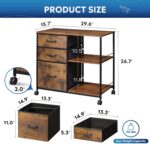 DEVAISE 3 Drawer Mobile File Cabinet, Rolling Printer Stand with Open Storage Shelf, Fabric Lateral Filing Cabinet fits A4 or Letter Size for Home Office, Rustic Brown Wood Grain Print - Image 4