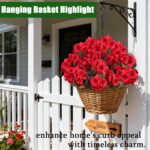 Artificial Flowers for Outdoors, 6 Bundles Realistic Silk Fake Red Geraniums, Faux Plastic Flowers for Outdoor Planters, Hanging Baskets, Window Boxes, Porch, Patio Decor - Image 4