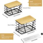 TIDIIABODE 2 Pack Stackable Storage Laundry Kitchen Organizers, Wall Mount Trash Bag Holder with Bamboo Top and Garbage Bag Dispenser No Drill - Image 3