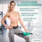 Muscle Roller Stick - Green - Body Massage Tool w/ 6 Rollers & Non-Slip Handles for Deep Tissue Massage & Maximum Muscle Recovery - by Cozlow - Image 3