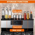 AWOKE Stove Top Shelf 30 Inch - Silicone Material Magnetic Shelf for Stove - 3 Functional Partitions Kitchen Spice Rack Organizer-Black,Kitchen Gadgets Storage Organization - Image 3
