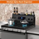 AWOKE Stove Top Shelf 30 Inch - Silicone Material Magnetic Shelf for Stove - 3 Functional Partitions Kitchen Spice Rack Organizer-Black,Kitchen Gadgets Storage Organization - Image 4
