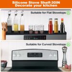 AWOKE Stove Top Shelf 30 Inch - Silicone Material Magnetic Shelf for Stove - 3 Functional Partitions Kitchen Spice Rack Organizer-Black,Kitchen Gadgets Storage Organization - Image 6
