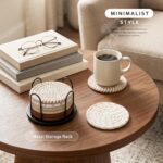 Lazebox Coasters Set of 8 for Drinks, 4 Inch Large Coasters for Coffee Table, Tabletop Protection for Hot & Cold Drinks, Versatile Coasters for Home Decor, Non-Slip & Easy to Clean, Coffee - Image 3