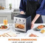Elite Gourmet Compact 8.5Qt Air Fryer Oven – Mini Countertop Air Fryer with Adjustable Time & Temperature Controls, 800W, Includes Air Fry Basket, Bake Pan & Recipes, Stainless Steel - Image 3