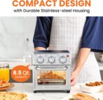 Elite Gourmet Compact 8.5Qt Air Fryer Oven – Mini Countertop Air Fryer with Adjustable Time & Temperature Controls, 800W, Includes Air Fry Basket, Bake Pan & Recipes, Stainless Steel - Image 5