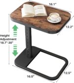 Kitstorack TV Tray Table, Adjustable Height & Flip-Top & Rounded Metal Corners, Snack Table for Couch, Sofa, Bed, Chair, Living Room, C Shaped End Side Table for Eating, Dinner or Laptop, Small Spaces - Image 3
