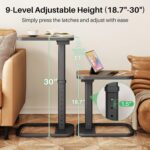 Kitstorack TV Tray Table, Adjustable Height & Flip-Top & Rounded Metal Corners, Snack Table for Couch, Sofa, Bed, Chair, Living Room, C Shaped End Side Table for Eating, Dinner or Laptop, Small Spaces - Image 4