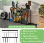 keomaisyto Garden Tool Organizer, Heavy Duty Yard Tool Tower Rack for Garage Organization and Storage, 3 Tier Utility Garden Tool Rack with hooks for Garden/Shed/Garage/Yard/Basement/Lawn - Image 3