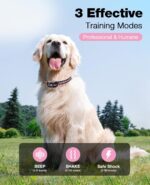 Bousnic Dog Shock Collar - 3300Ft Dog Training Collar with Remote for 5-120lbs Small Medium Large Dogs Rechargeable Waterproof e Collar with Beep (1-8), Vibration(1-16), Safe Shock(1-99) (LightPink) - Image 3