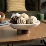 Cork & Mill Marble Decorative Bowl for Home Decor - Handcrafted Natural Stone with Acacia Wood Pedestal - Versatile 11" Catch All for Entryway, Kitchen Fruit Bowl, Potpourri, Dining Table Centerpiece - Image 3
