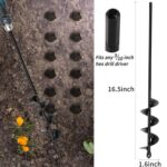 TCBWFY Auger Drill Bit for Planting 1.6x16.5inch Extended Length Garden Auger Spiral Drill Bit for Planting Bulbs Flowers,Post Hole Digger for 3/8”Hex Drill - Image 3