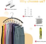 Volnamal Legging Organizer for Closet, 2 Pack Metal Yoga Pants Hangers w/10 Clips Holds 20 Leggings, Space Saving Hanging Closet Organizer w/Rubber Coated Closet Organizers and Storage, Black - Image 3