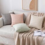 MIULEE Pack of 2 Corduroy Decorative Throw Pillow Covers 18x18 Inch Soft Boho Striped Pillow Covers Modern Farmhouse Home Decor for Sofa Living Room Couch Bed Cream White - Image 3