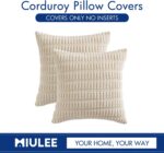 MIULEE Pack of 2 Corduroy Decorative Throw Pillow Covers 18x18 Inch Soft Boho Striped Pillow Covers Modern Farmhouse Home Decor for Sofa Living Room Couch Bed Cream White - Image 4