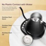 COSORI Electric Gooseneck Kettle with 5 Temperature Control Presets, Pour Over Kettle for Coffee & Tea, Hot Water Boiler, 100% Stainless Steel Inner Lid & Bottom, 1200W/0.8L - Image 4