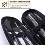 Travel Utensils with Case, Quatish Portable Silverware Set for Work, Stainless Steel Reusable Travel Cutlery Set, Fork and Spoon Set for Camping, Picnic, Gadgets, Lunch Box for Men, Black - Image 4