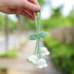 Lily Flower Handmade Knitted Car Mirror Hanging Accessories, Rear Riew Mirror Accessories Car Decorations for Women Men - Image 3