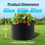 Land Guard 4-Pack Fabric Grow Bags 5 Gallon, Thickened Nonwoven Garden Pots, Growing Bags with Handles, Black - Image 3