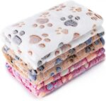 1 Pack 3 Blankets Super Soft Fluffy Premium Fleece Pet Blanket Flannel Paw Printed Throw for Dog Puppy Cat (Small 23x16'', Brown, Pink, White) - Image 2