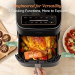 Cosori 9-in-1 TurboBlaze Air Fryer 6 Qt, PFAS-Free Ceramic Coating, 90°–450°F, Precise Heating for Even Results, Air Fry, Roast, Bake, Broil, Dry, Frozen, Proof, Reheat, Keep Warm, 120V, Dark Gray - Image 4