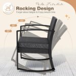 Greesum 3 Pieces Outdoor Furniture Set Patio Bistro Rocking Chairs with Glass Coffee Table for Pool Beach Backyard Balcony Porch Deck Garden, Black - Image 3