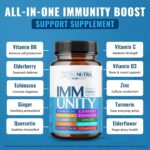 10-In-1 Immune Support Supplement: Immune Boosters for Adults & Kids Daily Immunity Defense with Key Immune System Vitamins Zinc, Vitamin C and D, Plus Elderberry, Quercetin, Echinacea & More, 60 Caps - Image 3