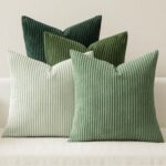 MIULEE Boho Farmhouse Sage Green Throw Pillow Covers 18x18 Inch Set of 4 Mordern Nordic Cushion Covers Soft Corduroy Spring Home Decor for Couch Bed Sofa Living Room Forest Green - Image 2