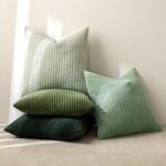 MIULEE Boho Farmhouse Sage Green Throw Pillow Covers 18x18 Inch Set of 4 Mordern Nordic Cushion Covers Soft Corduroy Spring Home Decor for Couch Bed Sofa Living Room Forest Green - Image 3