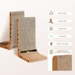 EHEYCIGA Cardboard Cat Scratcher for Indoor Cats, 26.8 Inch L Shaped Vertical Cat Scratching Board with Ball Cat Toy, Large Cat Scratcher Pad, Brown - Image 3