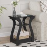 FROMJBEST Black End Table Set of 2 with Charging Station, Side Table with USB Ports and Outlets, Black Nightstand, 3 Tier End Table with Storage Shelf for Living Room, Bedroom - Image 3