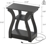 FROMJBEST Black End Table Set of 2 with Charging Station, Side Table with USB Ports and Outlets, Black Nightstand, 3 Tier End Table with Storage Shelf for Living Room, Bedroom - Image 4