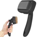 Dipoo Self Cleaning Shedding Brush - Skin Friendly Grooming Tool for Dogs, Cats, and Puppies, Deshedding and Hair Removal for Long and Short Haired Pets, Black - Image 2