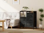 Furnulem 5 Drawer Black Dressers for Bedroom 2 Tier Shelf Storage Small Fabric Dresser for Closet Sturdy Metal Frame Modern Style Storage Cabinets Organization Units for Hallway Rooms - Image 3