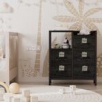Furnulem 5 Drawer Black Dressers for Bedroom 2 Tier Shelf Storage Small Fabric Dresser for Closet Sturdy Metal Frame Modern Style Storage Cabinets Organization Units for Hallway Rooms - Image 5